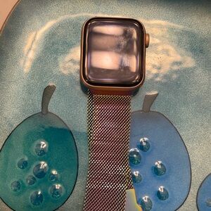 Smartwatch with Black and Gold Mesh Band Apple Watch Series 5